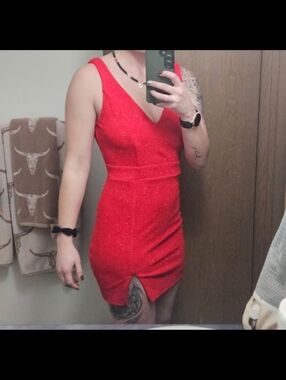 Crystal Doll Shimmery Red Party Dress